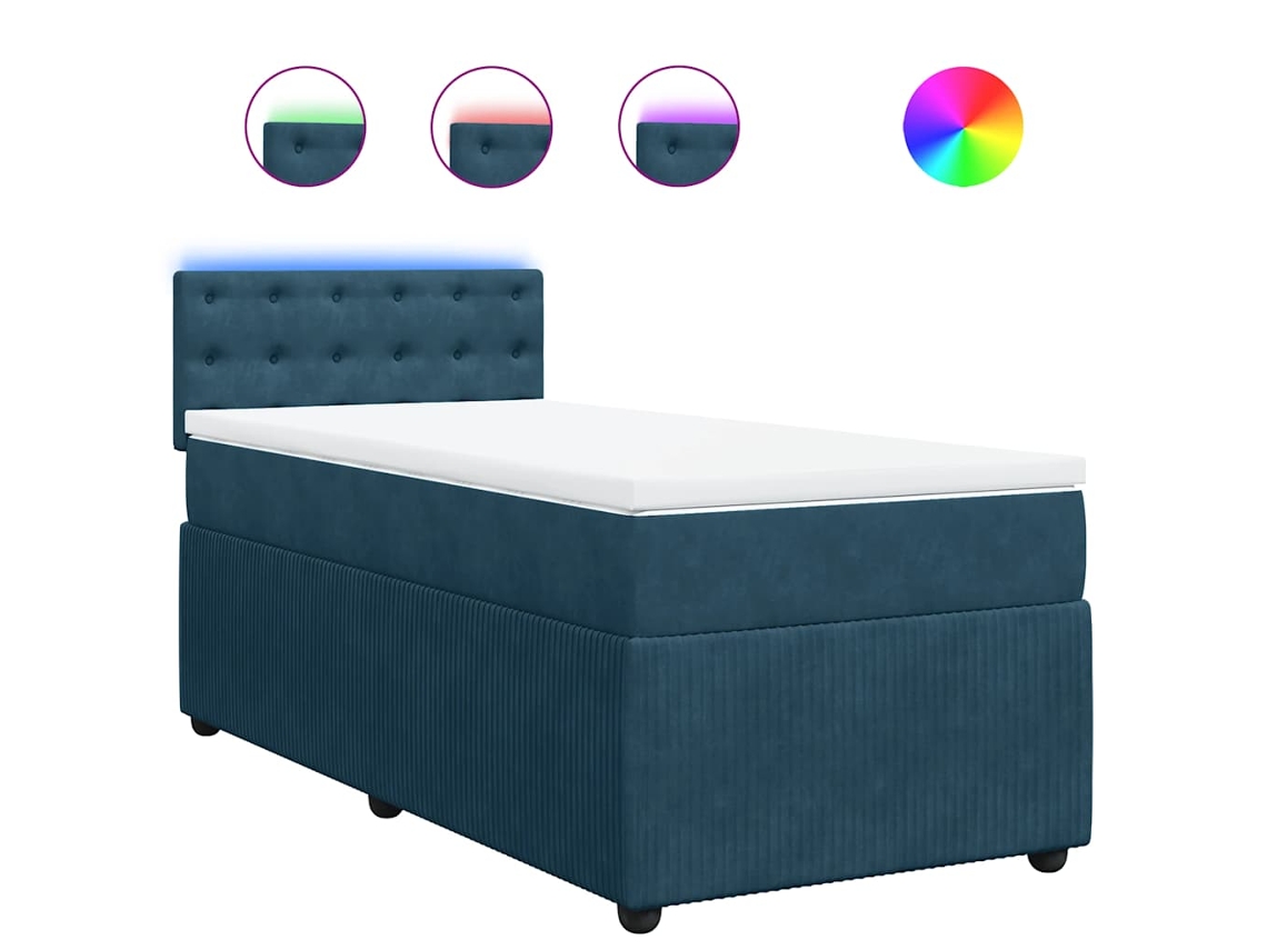 Box Spring Bed, Box Spring Beds Vidaxl Azul Veludo (90 X 200 Cm)