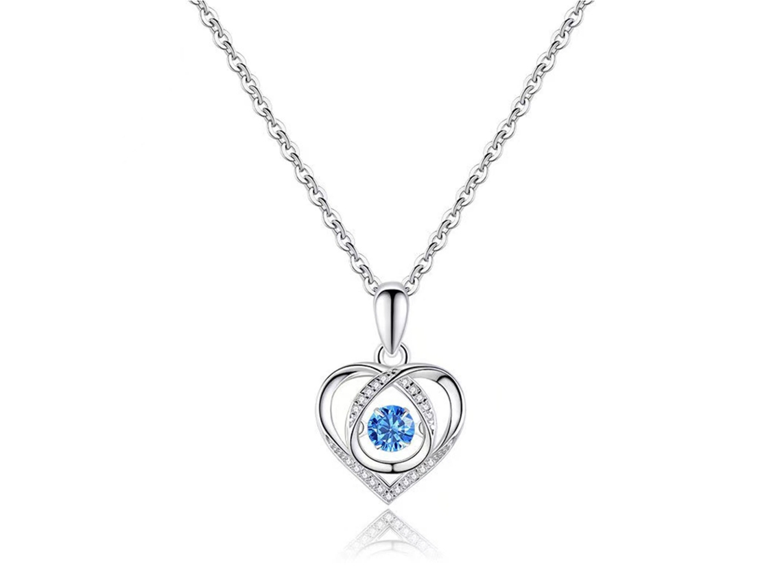 Colar de Coração Azul Elegante Design Exquisito para Mulheres