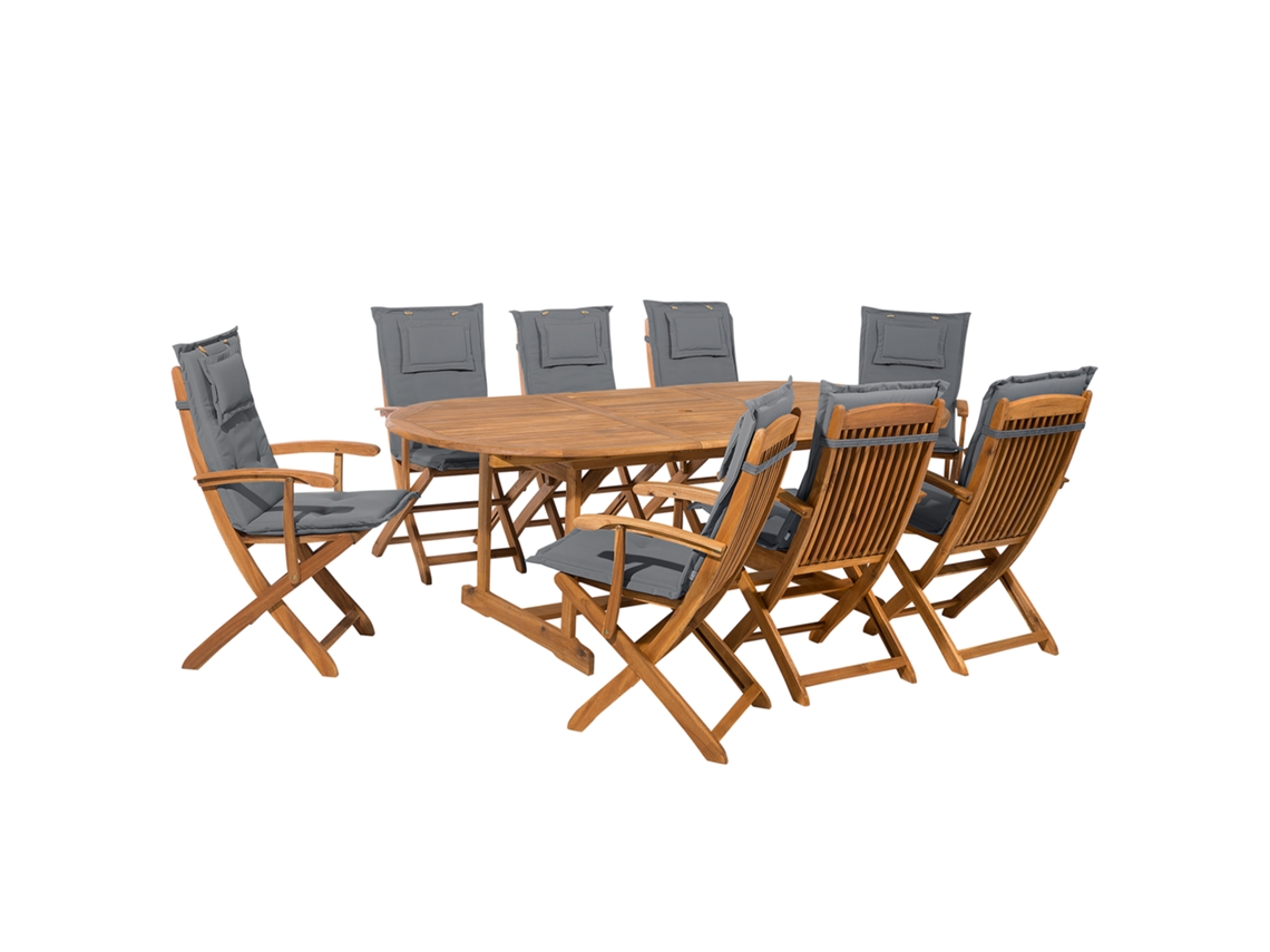 Conjunto relax BELIANI Maui de Madeira de acácia Cinzento 220x100x74