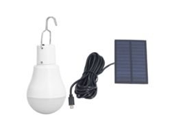 Lâmpada Solar LED Branca Econômica com Gancho para Acampamento Emergência USB Painel Solar | S/MARCA