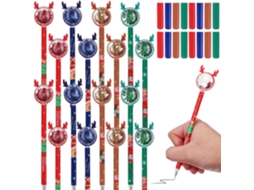 Conjunto De 36 Canetas Gel Natalinas Com Motivo Rena, Multicoloridas,