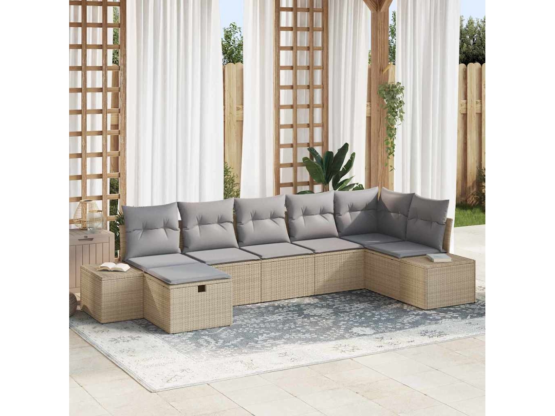 Vidaxl Conjunto De Sofás 7 Unid. Vime Pe