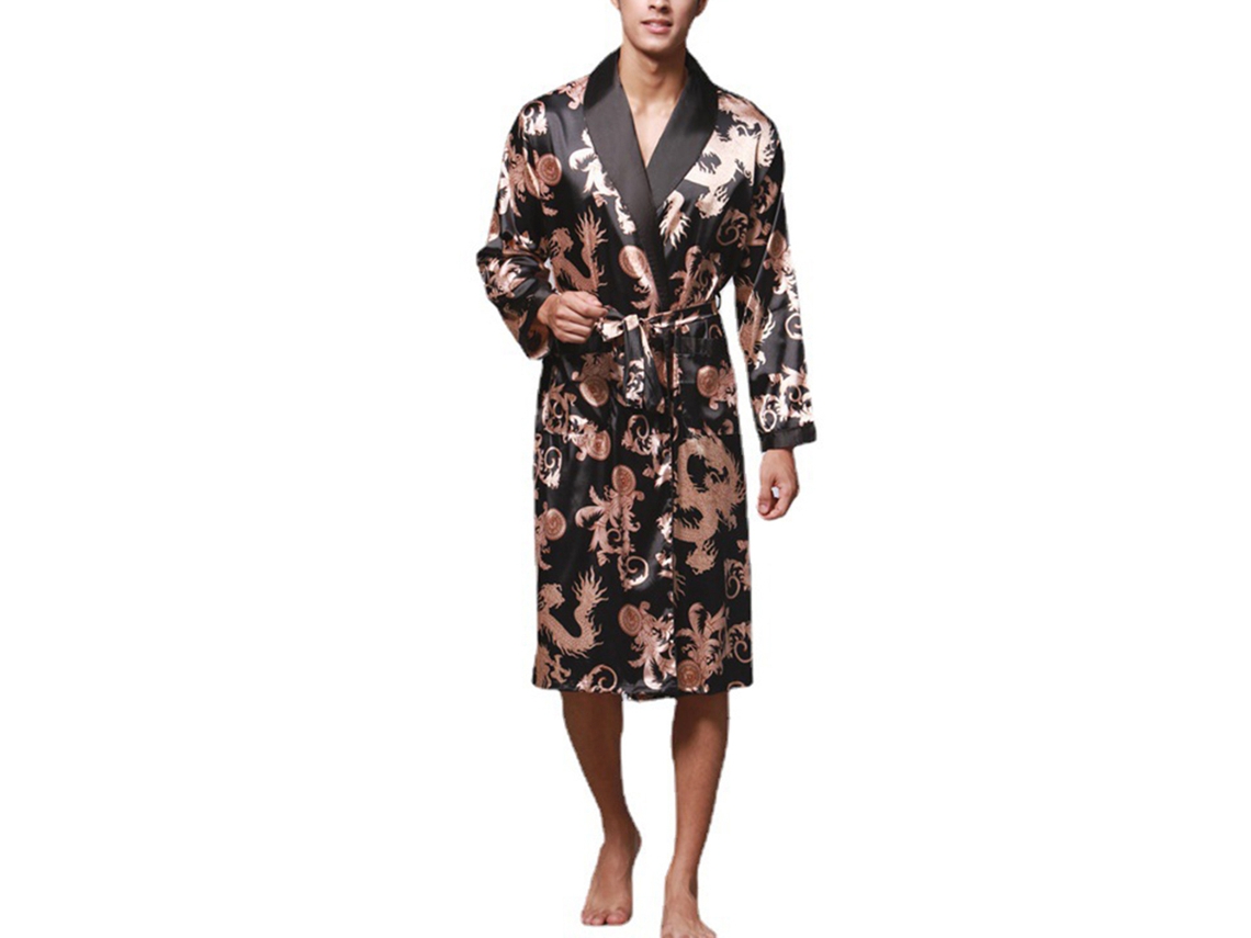 Conjunto De Robe De Cetim Masculino Com Shorts, Robe De Cetim Com