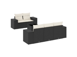 Maison Exclusive - 6 Pcs Conjunto Sofás De Jardim C/ Almofadões Vime Pe Preto