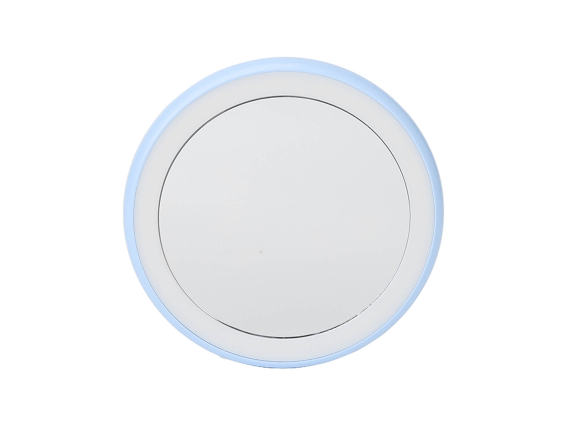 Espejo De Maquillaje Portátil Con Luz Led Redondo Compacto Para Viajes 12 Chips Azul Cielo Versión Batería