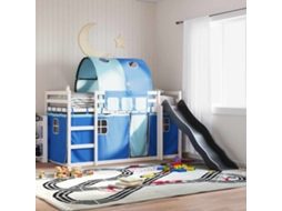 Vidaxl Beliche Com Escorrega E Cortinas 90x200 Cm Azul