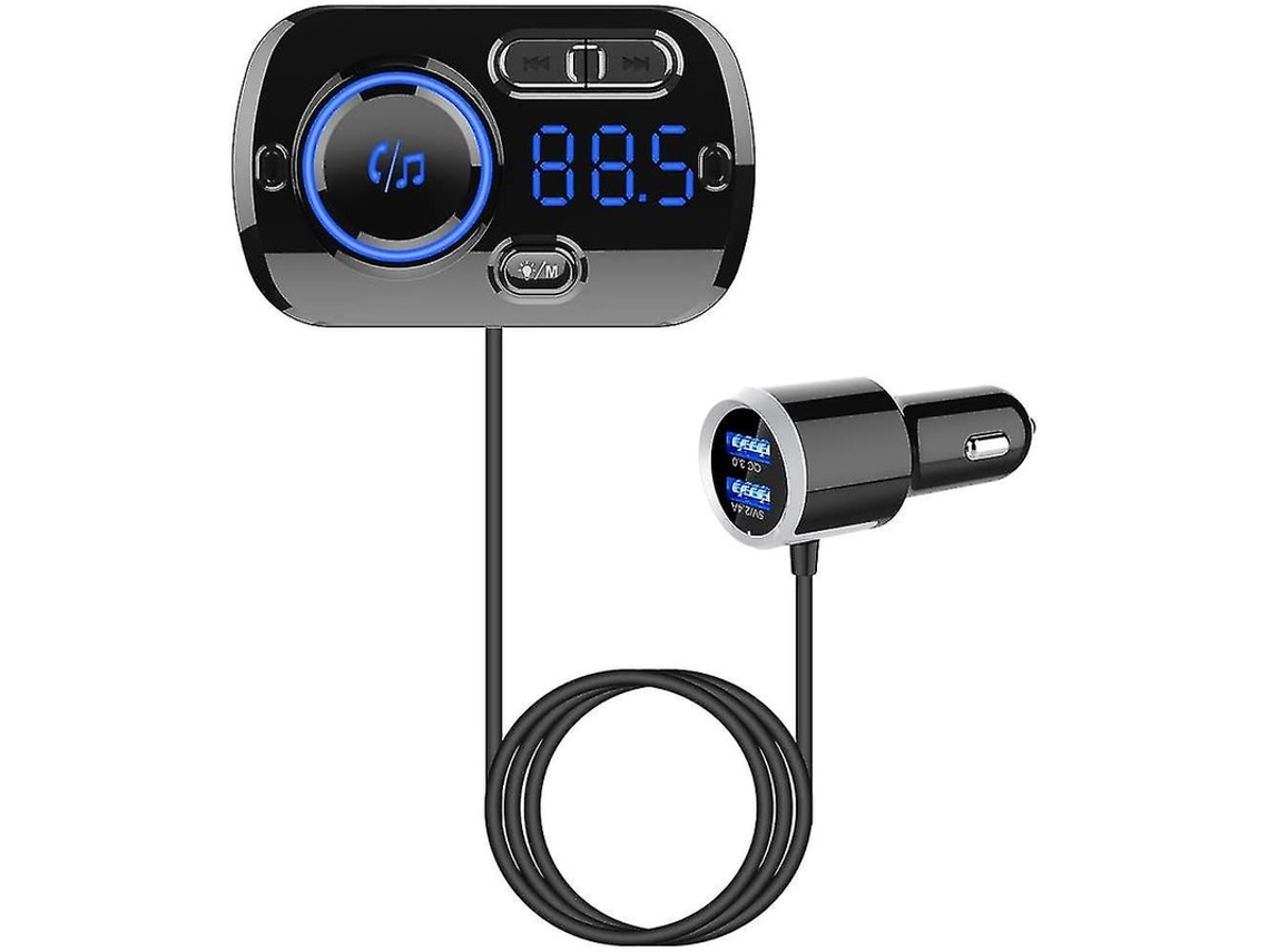 Adaptador Bluetooth Sem Fio para Carro com Carregamento Rápido Usb Duplo e Chamadas Viva-Voz YIZHOOD Preto