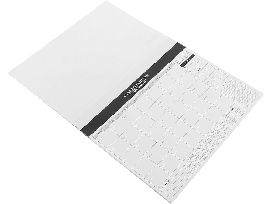 Agenda Mensuel Papier Blanc Suivi Des Habitudes, Formato Portátil, Para Planejador De Estudos E Organização