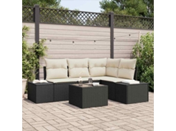 Vidaxl Conjunto De Sofá De Jardim Marrom E Creme Vime Pe