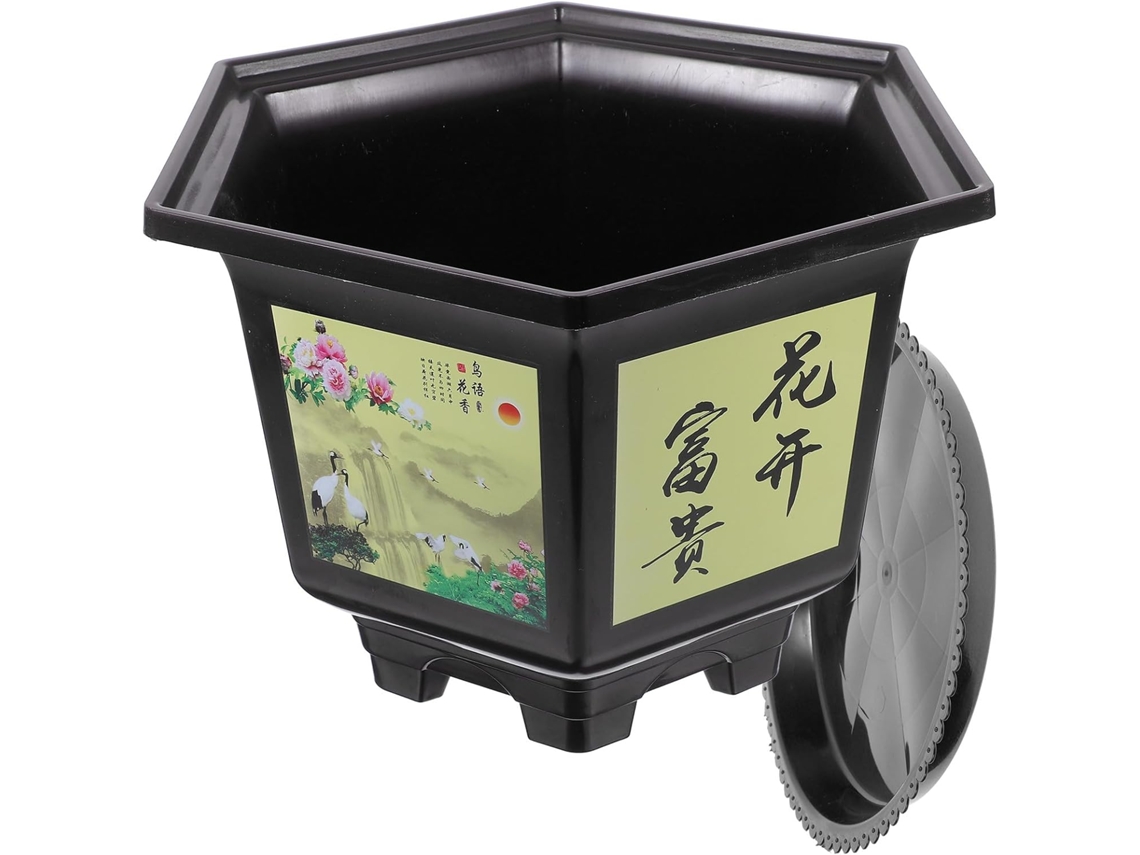 Conjunto De 2 Vasos De Flores Hexagonais De Plástico Resistentes Para Varanda.
