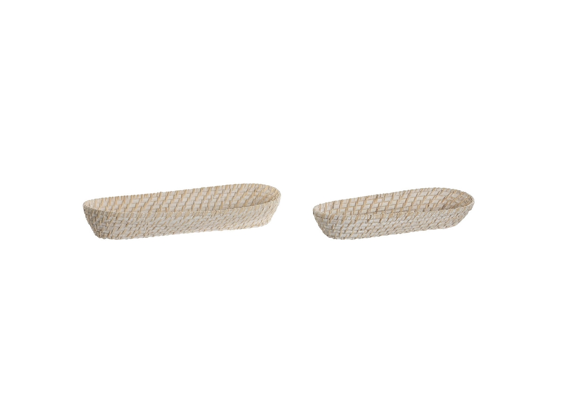 Jogo De Bandejas Home Esprit Branco Natural 44 X 18 X 7 Cm