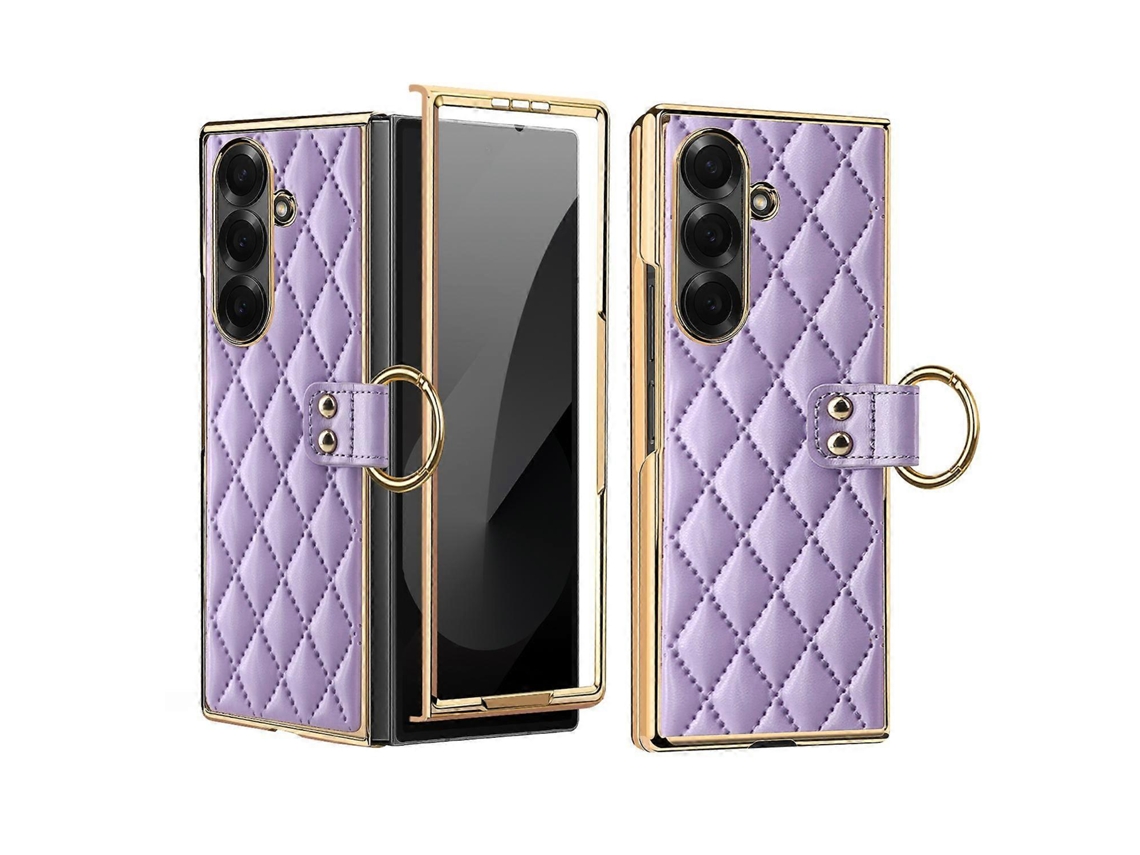 Capa De Celular Vietao Em Couro Pu Com Anel Metálico E Padrão De Diamante Para Samsung Galaxy Z Fold7