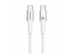 Cabo de Dados Type c M para Type c M 60w Pd 1m ACCETEL Cu2937 Branco
