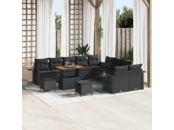 Vidaxl Conjunto De Sofá De Jardim 13 Unid. Preto Vime Pe