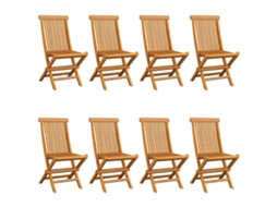 Maison Exclusive - Cadeiras De Jardim C/ Almofadões Bege 8 Pcs Teca Maciça