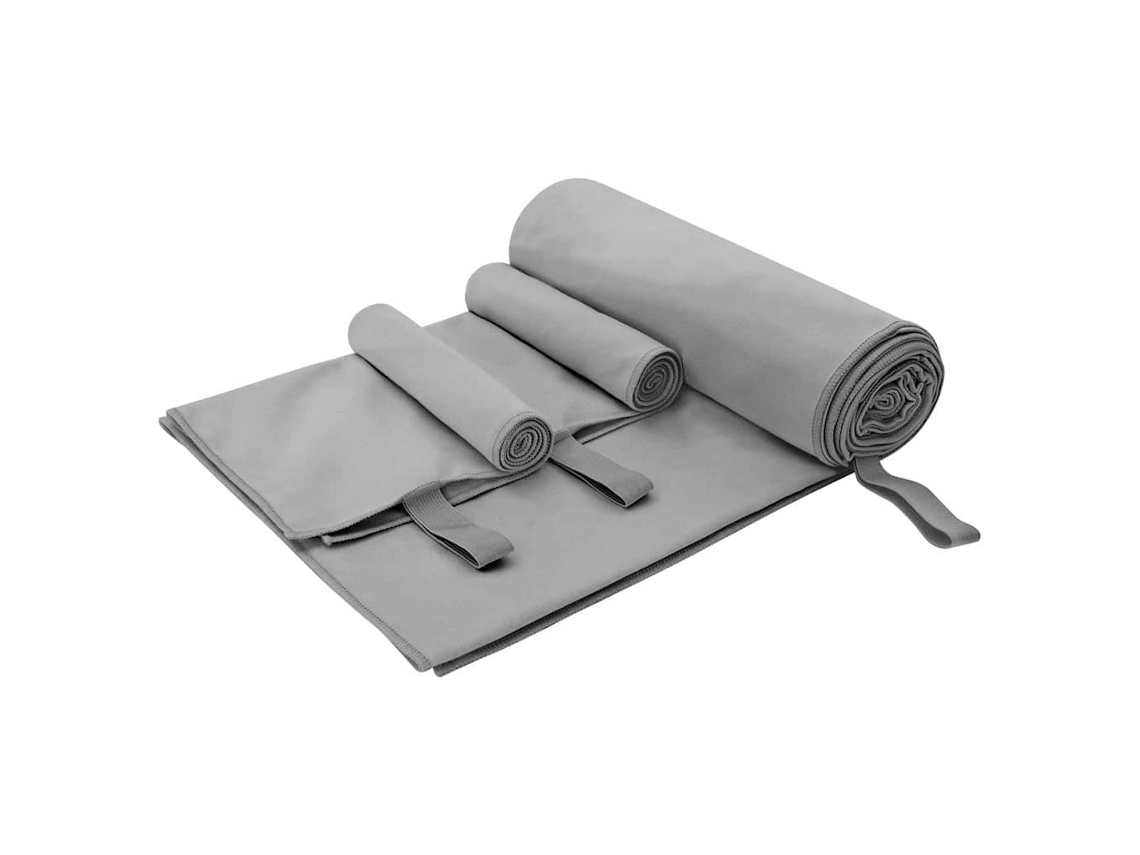 Vidaxl Conjunto De Toalhas Esportivas 3 Pcs Cinza Escuro