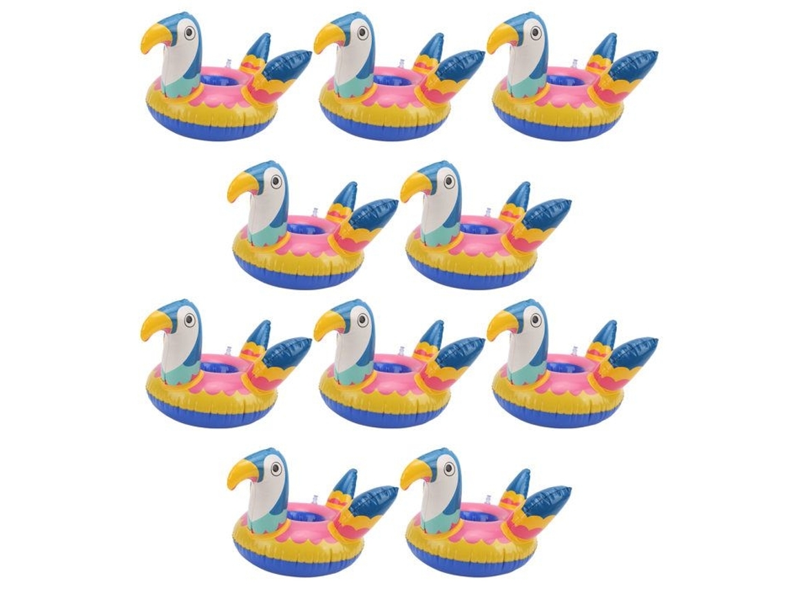 Conjunto De 10 Porta-copos Infláveis ​​portáteis Em Formato De Passarinho Fofo Para Piscinas, Decoração Flutuante.