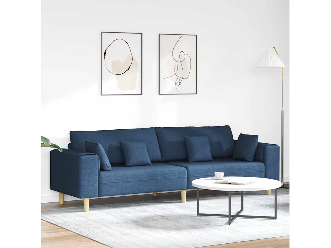 Vidaxl Sofá Azul 250 X 77 X 76 Cm Tecido