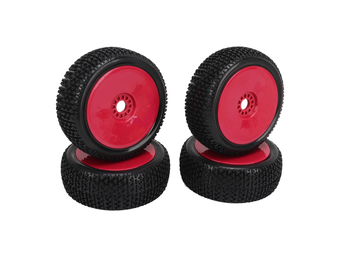 Mali 4 Pneus de Borracha para Carro Rc 1/8 Aro de Plástico Acessório de Substituição para Veículo Off Road Hpi Vermelho