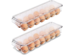 Porta-ovos Para Geladeira, Recipiente Para 14 Com Tampa E Alça, Armazenamento De E Bandeja, Transparente, Pacote Com 2