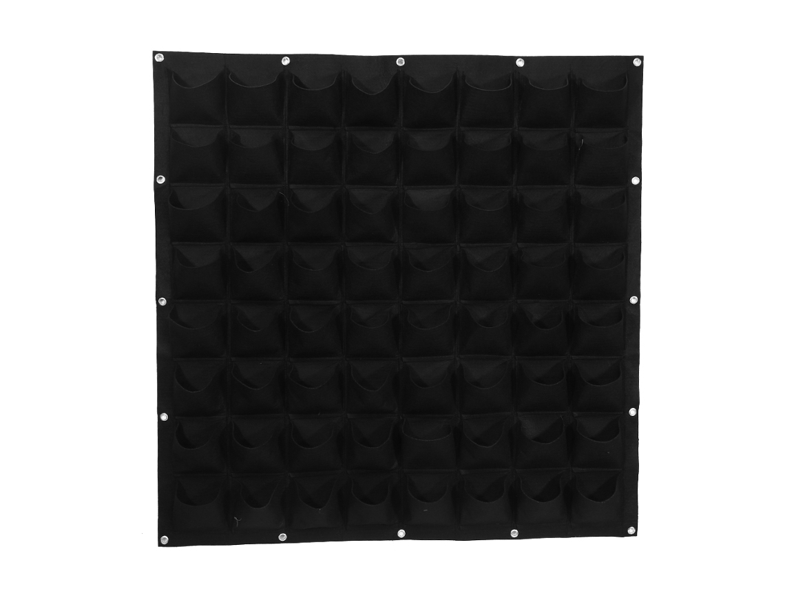 Sacola de Plantio Vertical com 64 Bolsos Feltro Jardim Externo Parede Pendurado Preto Conjunto de 1 Saco S/MARCA