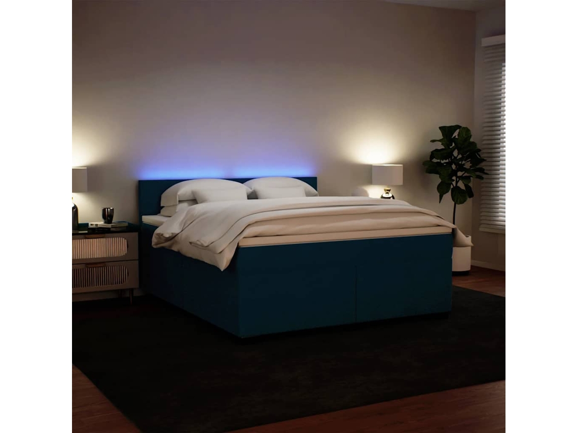 Vidaxl Cama Com Molas/colchão 180x200 Cm Veludo Azul