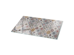 Tampo De Vidro Retangular Espelharte (140x70 Cm - Padrão De Mosaico Com Ornamentos - Cinza)
