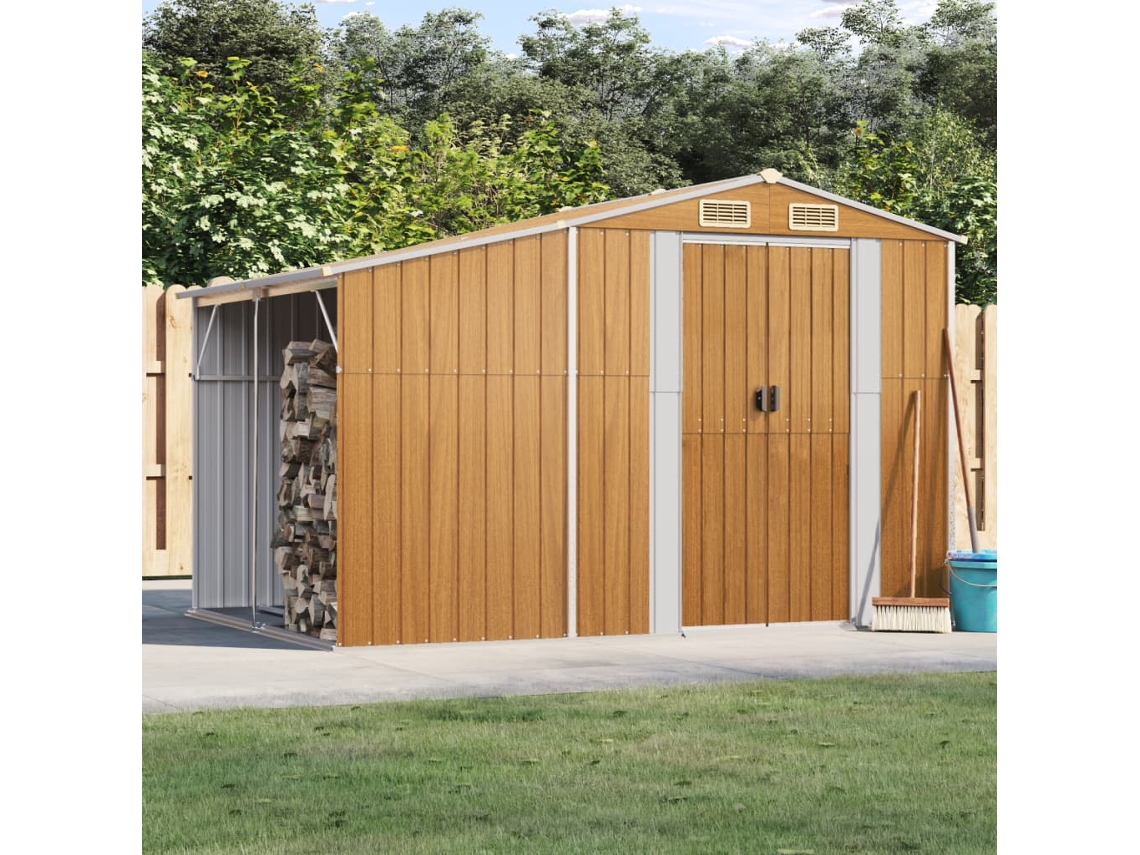 Vidaxl Abrigo De Jardim 277x192,5x179cm Aço Galvanizado Castanho-claro