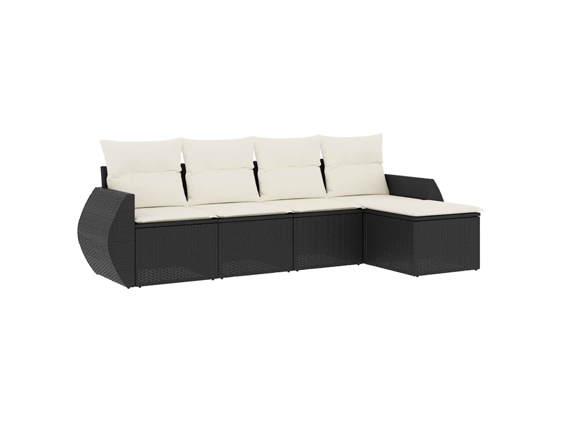Conjunto de 5 sofás de jardim com almofadões Vime Pe Preto MAISON EXCLUSIVE (5 peças)