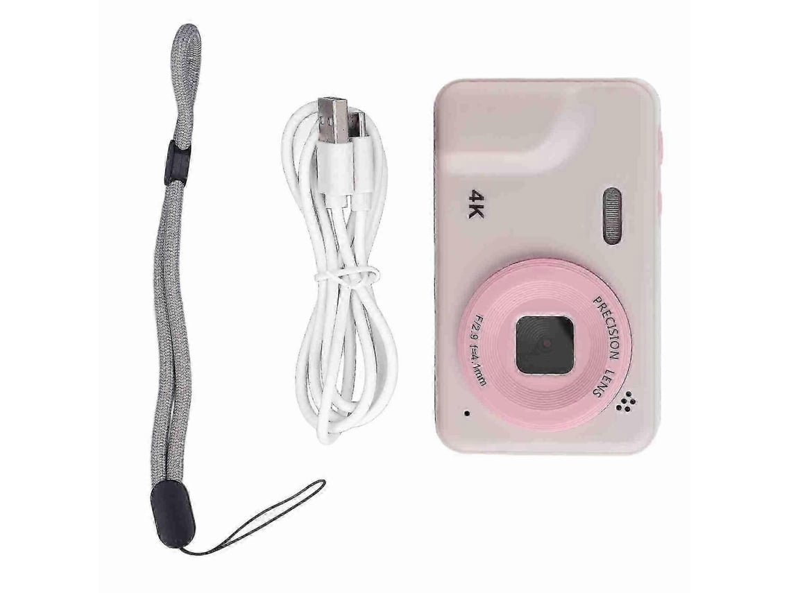 Máquina Fotográfica Digital Compacta Rosa Com Zoom 8x E Ecrã Ips De 2,0 Polegadas