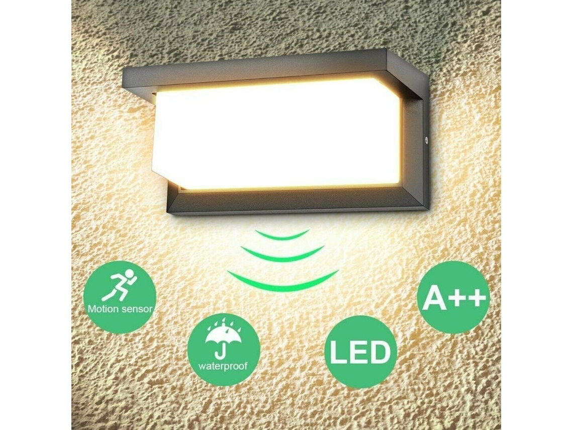 Luminária De Parede Led À Prova Dágua Para Áreas Externas, Iluminação Externa, Jardim Moderno Com Sensor - Branco Quente SUNNY SPACES