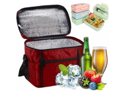Bolsa Térmica Para Almoço, 10l, Ideal Para Trabalho, Praia, Piquenique, Vermelha