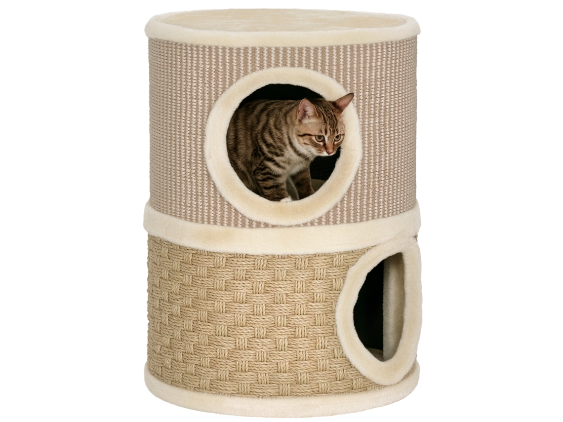 Cat scratching barrel com capim marinho, 35,5x35,5x49 cm natural cáqui S/MARCA