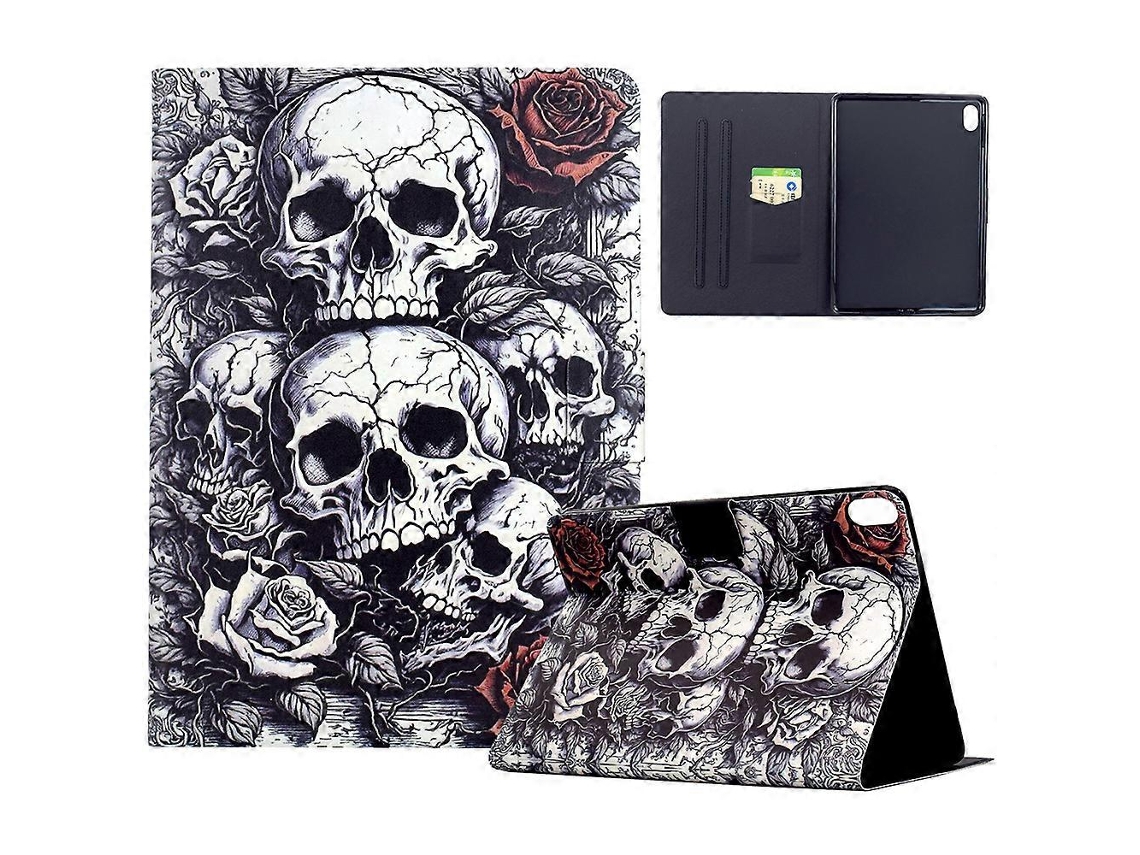 Capa De Couro Com Estampa De Caveira Para Xiaomi Redmi Pad 2 Com Porta-cartões