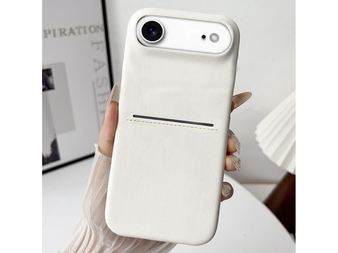 Capa Para Iphone 17 Air - Pele De Carneiro Genuína Com Compartimento Para Cartão