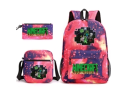 Conjunto Escolar 3 Peças Com Mochila, Cor Vermelha