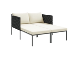 Conjunto 1 Cadeira Relaxante Para Exterior Vidaxl Antracite Aço Revestido A Pó (153 X 115 X 69.5 Cm)