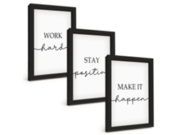 Composição De Quadros Slogans Motivacionais Minimalistas Espelharte (3 Peças 20x30 Cm)