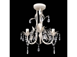 Candelabro Com Cristais Pendente Elegante Em Branco