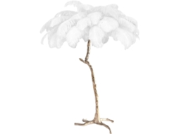 Luminária De Chão Com Penas Para Sala Estar, Luminária De Chão 170cm Com Led E Penas Avestruz Naturais, Luminária De