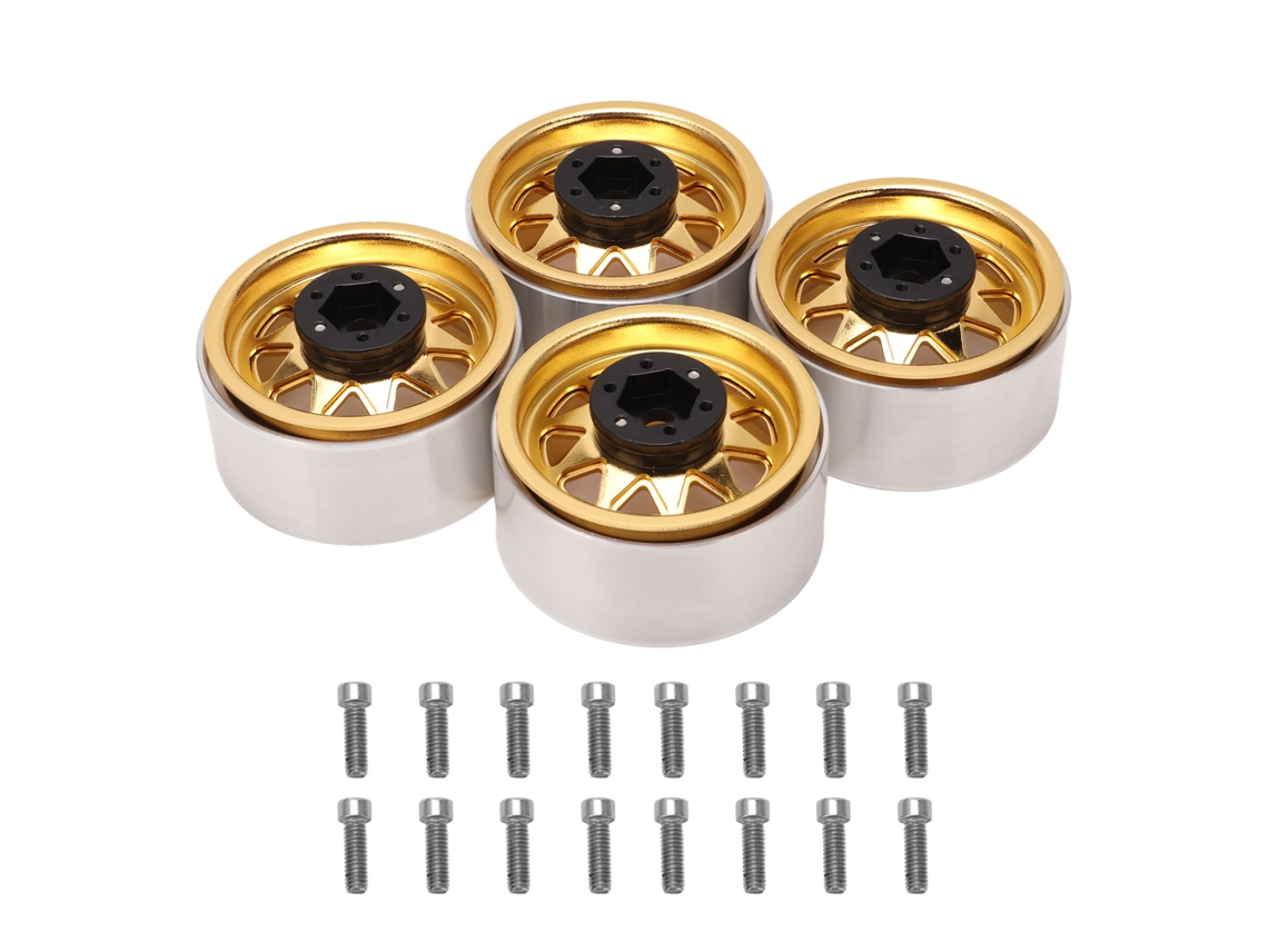 2026 4pcs Aro de Roda Rc 1.9 Polegadas Aço Estampado Triangular 10 Buracos 12mm Hexagonal Dourado para Crawler Car
