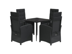 Garden Dining Set, Garden Dining Sets Vidaxl Preto Rattan / Vime (mesa Com 80 Cm De Comprimento)