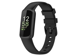 Bracelete de Smartwatch para Fitbit Inspire 3 Faixa de Relógio de Silicone de Cor Sólida Preta VENISYMLIS