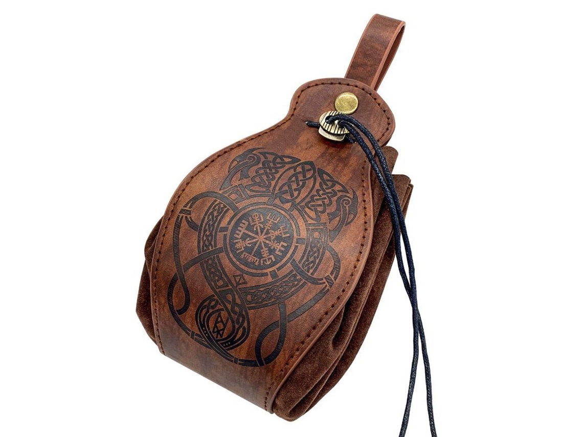 2026 Bolsa de Couro Falso Medieval com Cordão (dragão) S/MARCA