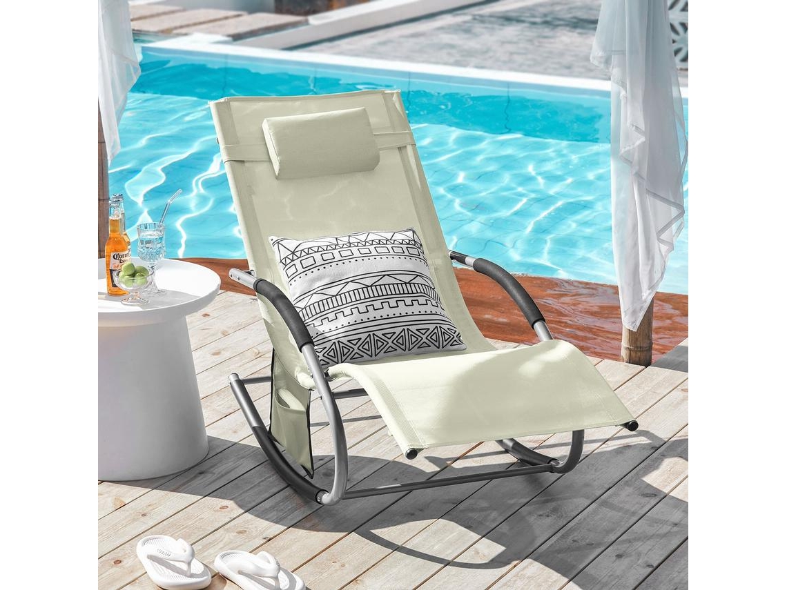 Conjunto 2 Cadeiras de Baloiço de Jardim SOBUY OGS28-MIx2 (Bege - Teslin - 158x62x86 cm)