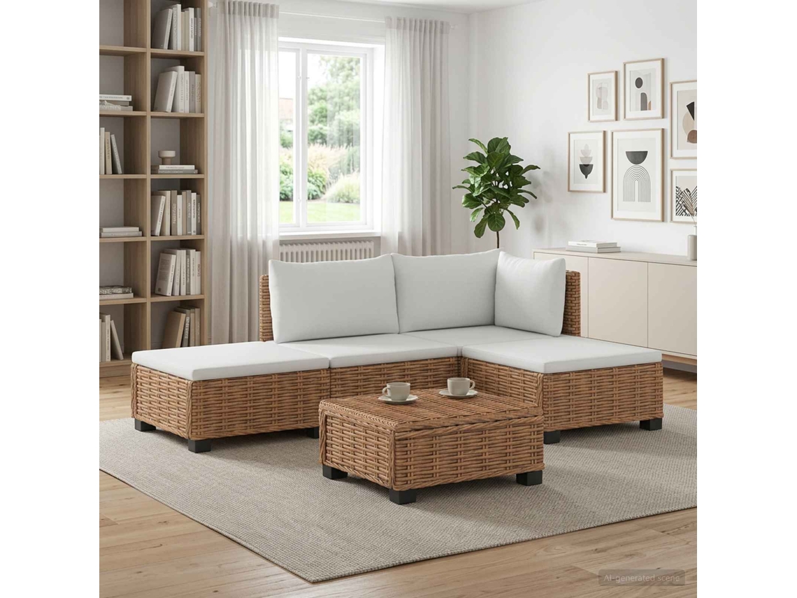 Vidaxl 4 Unid. Conjunto De Lounge Em Rattan Com Almofadas Gendt