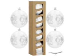 Bolas De Natal Brancas 10 Cm, 4 Unid. Conjunto, Decorações De Natal Com Padrão Fosco