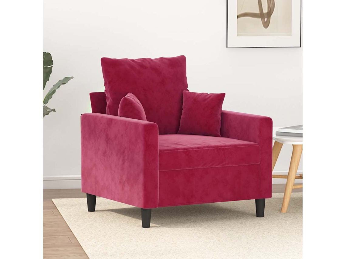 Vidaxl Poltrona 60 Cm Veludo Vermelho-tinto