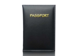 Porta-passaporte Em Couro Preto, Estilo Couro Sintético