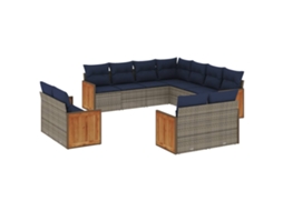 Conjunto de Sofá de Jardim, 11 Peças, Almofadas, Rattan Cinza MAISON EXCLUSIVE